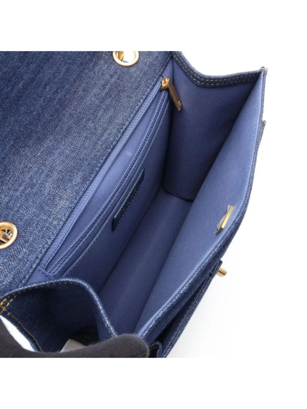 Chanel Backpack Quilted Chain Denim Blue